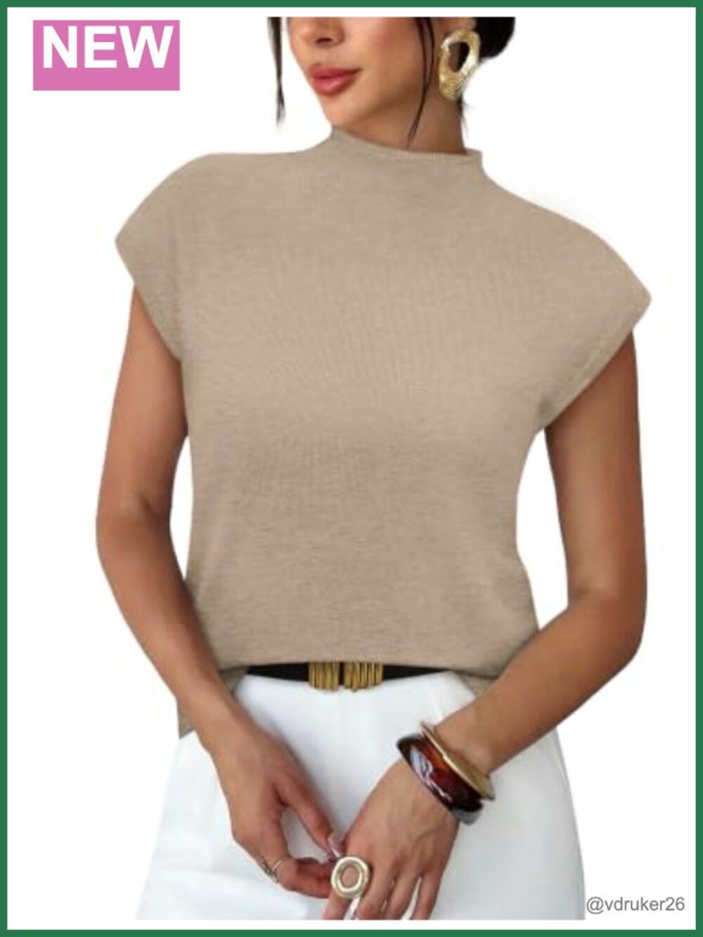 Women's Short Sleeve Knit Sweater Mock Neck Summer Top Pullover